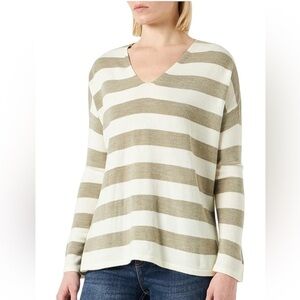 Only Casual Oversized Colourblock V Neck Long Sleeve Sweater Small Olive Green